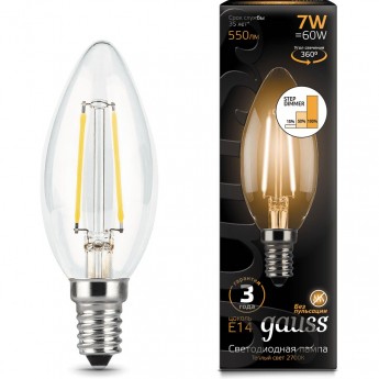 Лампа GAUSS LED BLACK FILAMENT CANDLE E14 7W 2700К STEP DIMMABLE Лампа GAUSS LED BLACK FILAMENT CANDLE E14 7W 2700К STEP DIMMABLE