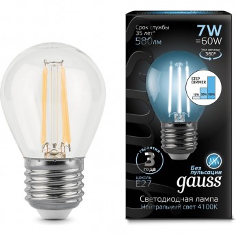 Лампа GAUSS LED BLACK FILAMENT GLOBE E27 7W 4100K STEP DIMMABLE Лампа GAUSS LED BLACK FILAMENT GLOBE E27 7W 4100K STEP DIMMABLE