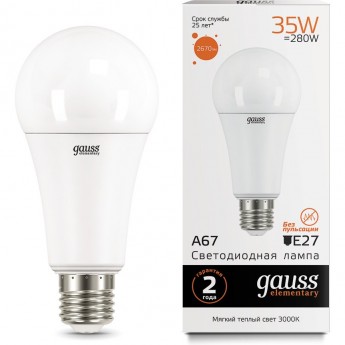 Лампа GAUSS LED ELEMENTARY A67 35W E27 3000K Лампа GAUSS LED ELEMENTARY A67 35W E27 3000K
