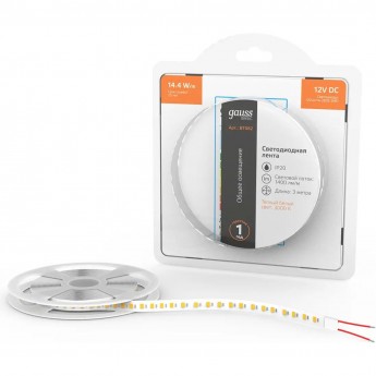 Лента GAUSS BASIC LED 2835/120 12V 14,4W/m 1400lm/m 3000K 8mm IP20 3m