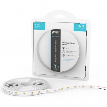 Лента GAUSS BASIC LED 5050/60 12V 8W/m 900lm/m 4000K 10mm IP20 5m 1/100 Лента GAUSS BASIC LED 5050/60 12V 8W/m 900lm/m 4000K 10mm IP20 5m 1/100