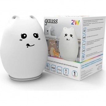 Настольный ночник GAUSS NN303 2W RGB, Li-ion, USB кабель 1/10/40 кошка Настольный ночник GAUSS NN303 2W RGB, Li-ion, USB кабель 1/10/40 кошка