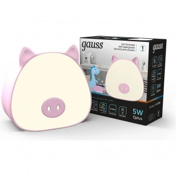 Ночник GAUSS QPLUS GTL703 5W 200lm 2700-6000K 5V Li-ion 1200mA диммируемый LED 1/10/30 розовый Ночник GAUSS QPLUS GTL703 5W 200lm 2700-6000K 5V Li-ion 1200mA диммируемый LED 1/10/30 розовый