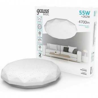 Светильник GAUSS BASIC SPACE DIAMOND НПС LED 55W 4000K 220-240V IP20 Светильник GAUSS BASIC SPACE DIAMOND НПС LED 55W 4000K 220-240V IP20
