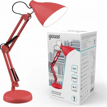 Светильник настольный GAUSS GTL003 220-240V E27 красный струбцина и основание 1/12 Светильник настольный GAUSS GTL003 220-240V E27 красный струбцина и основание 1/12