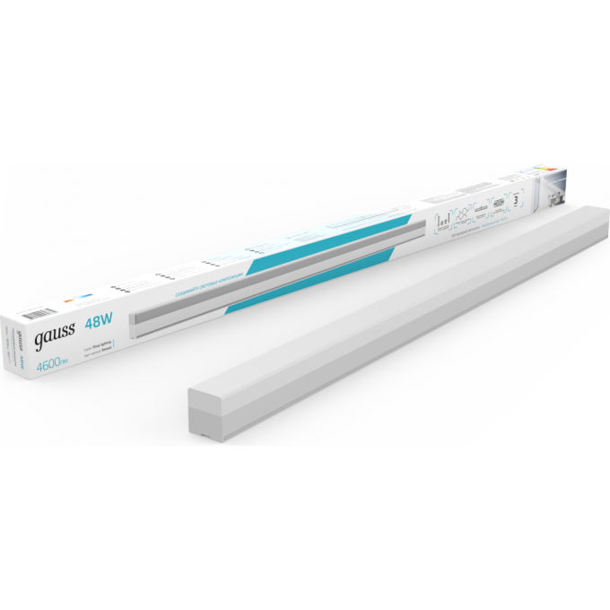 Светильник светодиодный матовый GAUSS IP40 1180*70*55мм 48W 4600Лм 4000K Shop Lighting белый 883525248