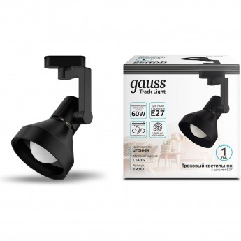 Светильник трековый GAUSS конус E27 220V 112*230мм черный однофазный 1/20 Светильник трековый GAUSS конус E27 220V 112*230мм черный однофазный 1/20