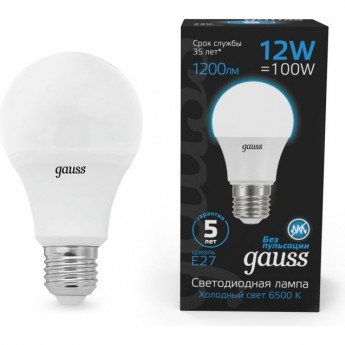 Светодиодная лампа GAUSS BLACK A60 12W 1200LM 6500K E27 LED 1/10/50 Светодиодная лампа GAUSS BLACK A60 12W 1200LM 6500K E27 LED 1/10/50