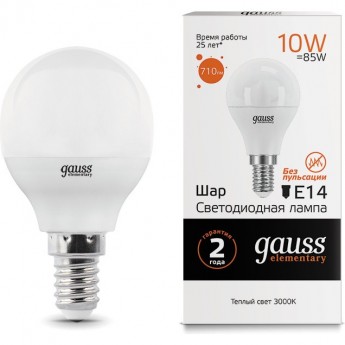Светодиодная лампа GAUSS LED ELEMENTARY GLOBE 10W E14 3000K Светодиодная лампа GAUSS LED ELEMENTARY GLOBE 10W E14 3000K
